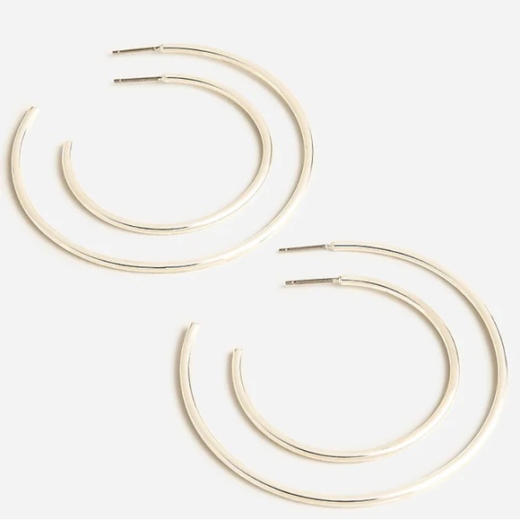 J. Crew NWT Thin Hoop Set-of-Two Earring Pairs - Gold - Picture 1 of 3